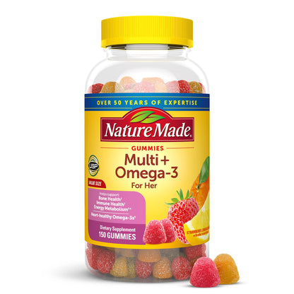 Nature Made Womens Multivitamin with Omega-3, Multivitamin for Women for Daily Nutritional Support, 150 Gummies, 75 Day Supply - Nirvana Guru