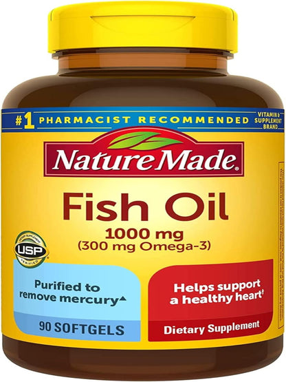 Nature Made Burp Less Ultra Omega 3 Fish Oil Supplements, 1400mg Fish Oil Omega 3 Supplements as Ethyl Esters for Healthy Heart Brain Eyes Support, One Per Day, 90 Softgels - Nirvana Guru