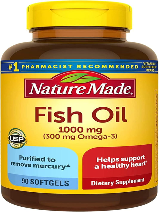 Nature Made Burp Less Ultra Omega 3 Fish Oil Supplements, 1400mg Fish Oil Omega 3 Supplements as Ethyl Esters for Healthy Heart Brain Eyes Support, One Per Day, 90 Softgels - Nirvana Guru
