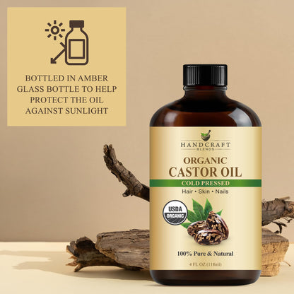 Handcraft Blends Organic Castor Oil - 16 Fl Oz - 100% Pure and Natural - Premium Grade Carrier Oil for Hair Growth, Eyelashes and Eyebrows - Hair and Body - Expeller-Pressed & Hexane-Free