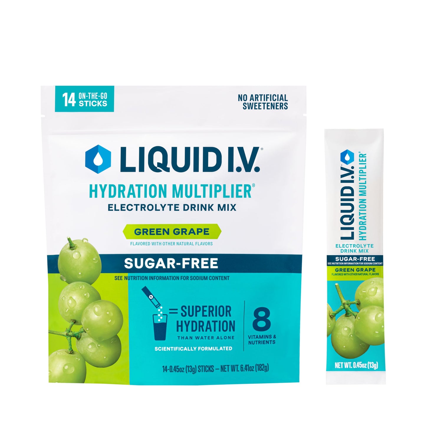 Liquid I.V. Sugar-Free Hydration Multiplier - Lemon Lime – Hydration Powder Packets | Electrolyte Drink Mix | Easy Open Single-Serving Stick | Non-GMO | 14 Sticks - Nirvana Guru