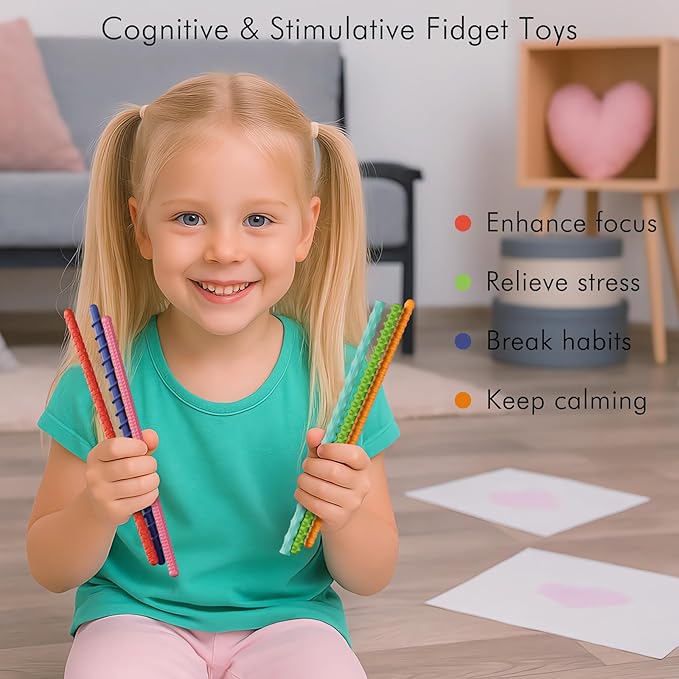 Sensory Fidget Toys for Kids Adults,6PCS Flexible Fidget Sticks for Stress Anxiety Autistic ADHD, Calm Down Travel Airplane Essentials Toys, Stuffers for Teens Kids nirvanaguru