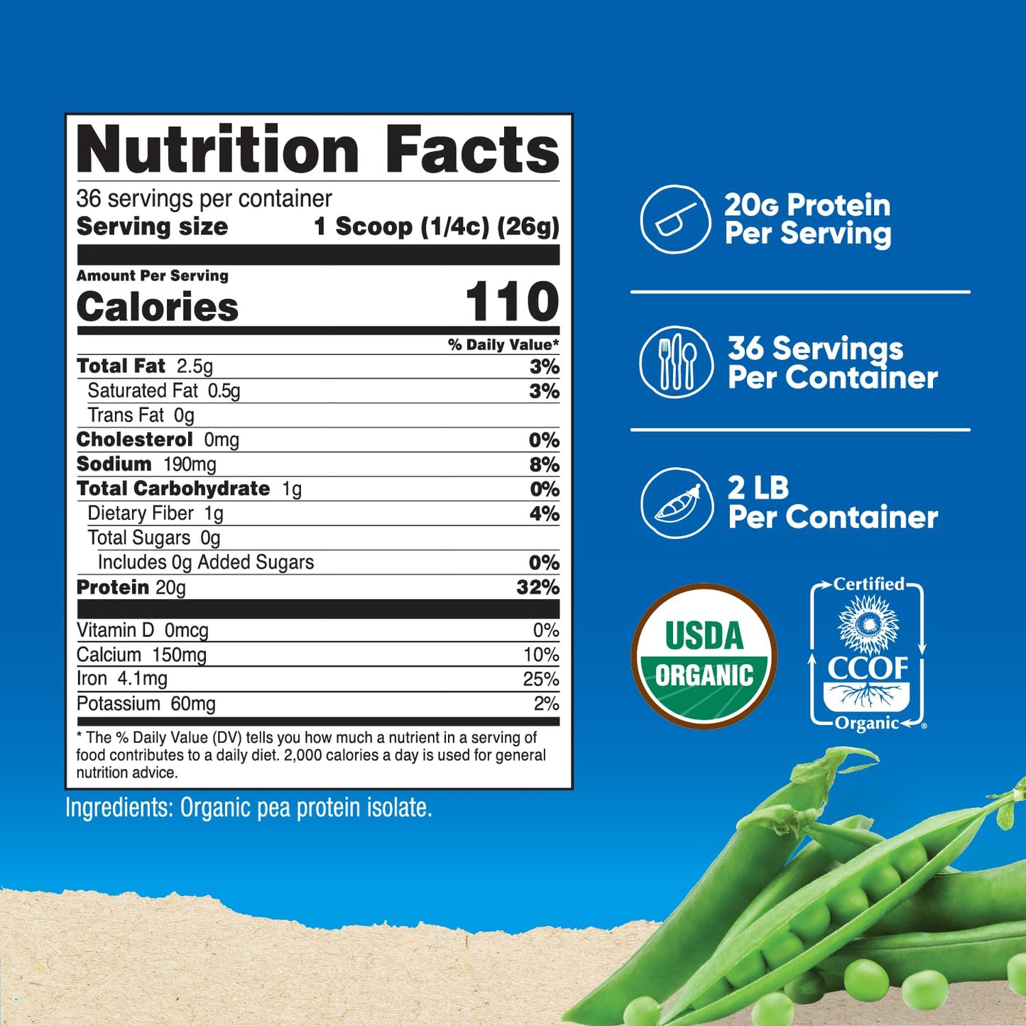 Nutricost Organic Pea Protein Isolate Powder (5LBS) - Unflavored, Certified USDA Organic, Protein from Plants, Vegetarian Friendly, Gluten Free, Non-GMO - Nirvana Guru