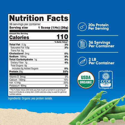 Nutricost Organic Pea Protein Isolate Powder (5LBS) - Unflavored, Certified USDA Organic, Protein from Plants, Vegetarian Friendly, Gluten Free, Non-GMO - Nirvana Guru