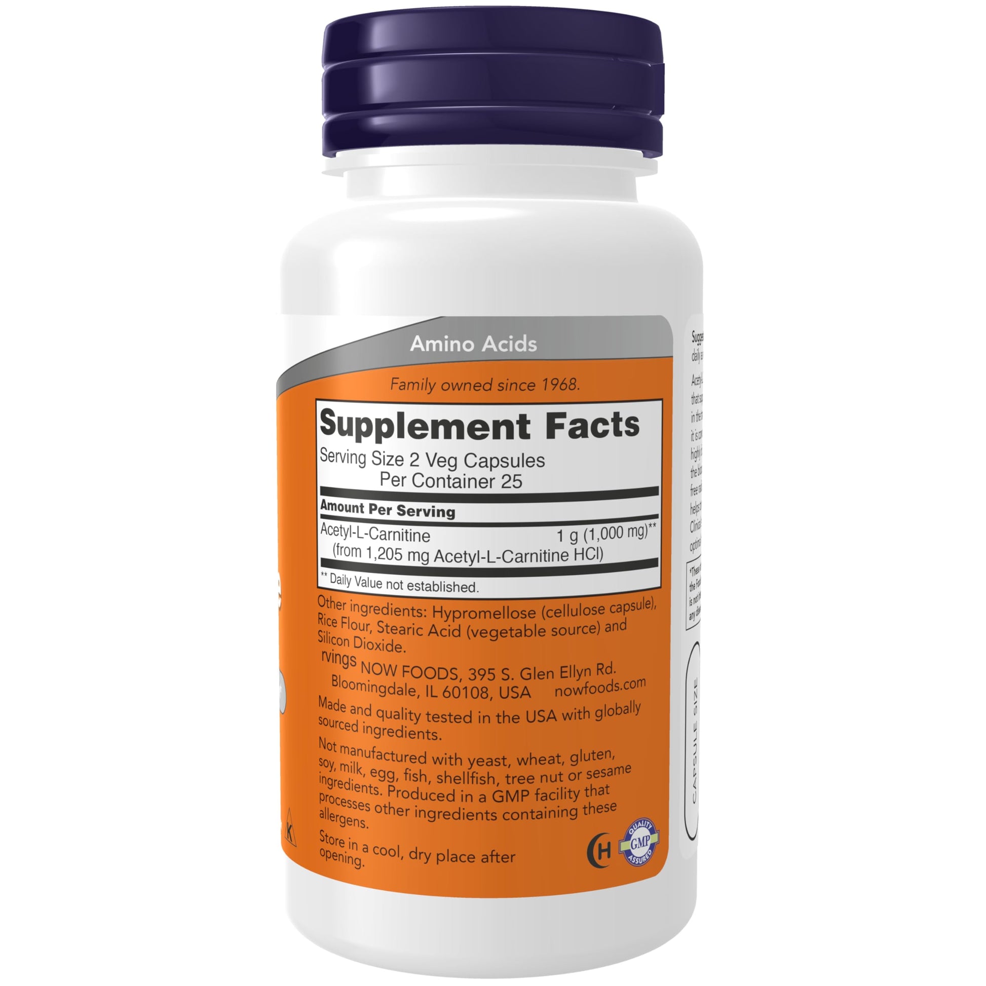 NOW Foods Supplements, Acetyl-L Carnitine 500 mg, Amino Acid, Brain And Nerve Cell Function*, 200 Veg Capsules - Nirvana Guru