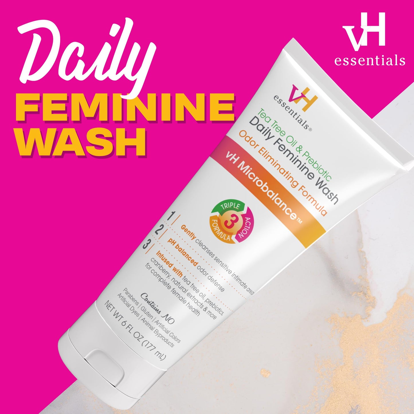 vH essentials, Ph Balanced Daily Feminine Wash, Tea Tree Oil & Prebiotic, 6, Fl Oz, (Pack Of 1) 54306 Clear Nirvana Guru