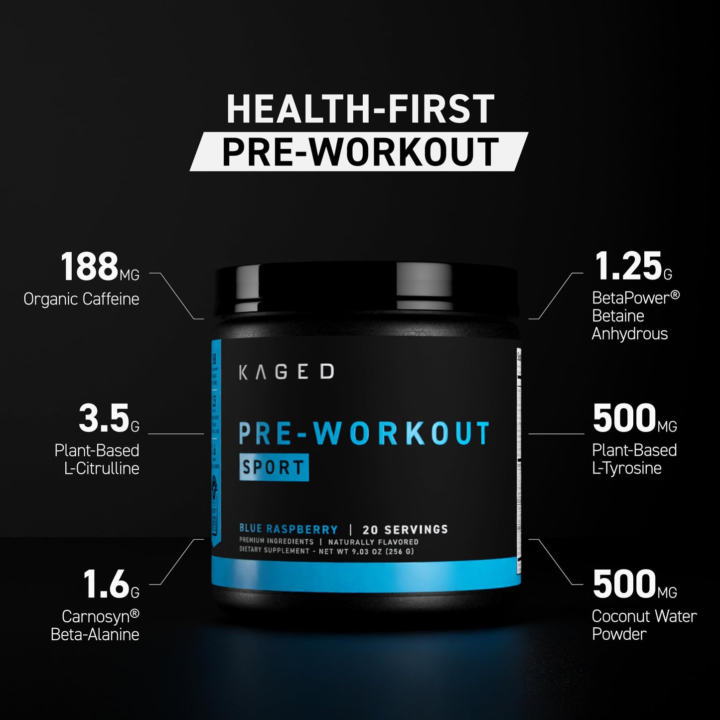 Kaged Sport Pre Workout Powder for Men & Women, Mango Lime, Sport Certified, 188mg Caffeine, Nitric Oxide Supplement, Beta Alanine for Energy, Weightlifting, Cardio Endurance & Strength, 20 Servings Nirvana Guru