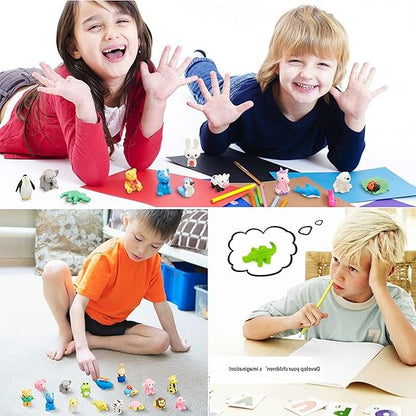 60Pcs Animal Erasers Desk Pets for Kids Animal Pencil Erasers Bulk Puzzle Eraser Toys Gifts for Classroom Prizes,Game Reward,Treasure Box,Easter Egg Fillers,Goodie Bag Stuffers,Party Favors nirvanaguru