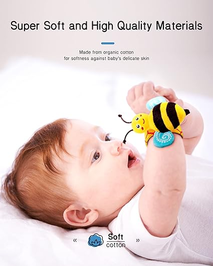 Infinno Baby Wrist Rattle Socks and Foot Finder Set, Perfect Baby Toys for 0-12 Months Newborn Boys and Girls As Shower Gifts, Garden Bug Series nirvanaguru