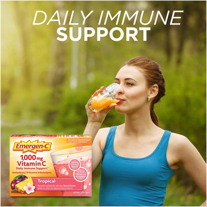 Emergen-C 1000mg Vitamin C Powder for Daily Immune Support Caffeine Free Vitamin C Supplements with Zinc and Manganese, B Vitamins and Electrolytes, Super Orange Flavor - 30 Count Nirvana Guru