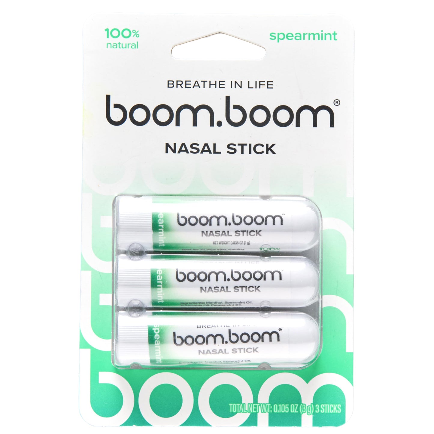 BoomBoom Nasal Stick | Vapor Flow Technology | Cool Refreshing Sensation | Natural Mood Boost | Simple Ingredients | Essential Oils + Menthol Inhaler (Mint, Wintermint, Tropical, Lavender) Nirvana Guru