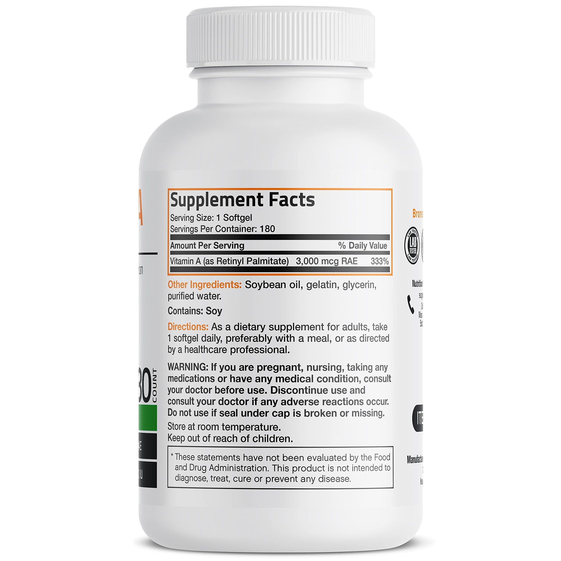 Bronson Vitamin A 10,000 IU Premium Non-GMO Formula Supports Healthy Vision & Immune System and Healthy Growth & Reproduction, 250 Softgels Nirvana Guru