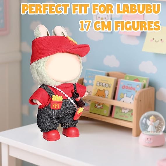 AICase Labubu Doll Clothes Set – 3 Pcs Outfit with Hat & Clothing for 17cm Labubu Doll – Cute & Stylish Doll Clothes Accessories for Boys & Girls (No Doll) nirvanaguru