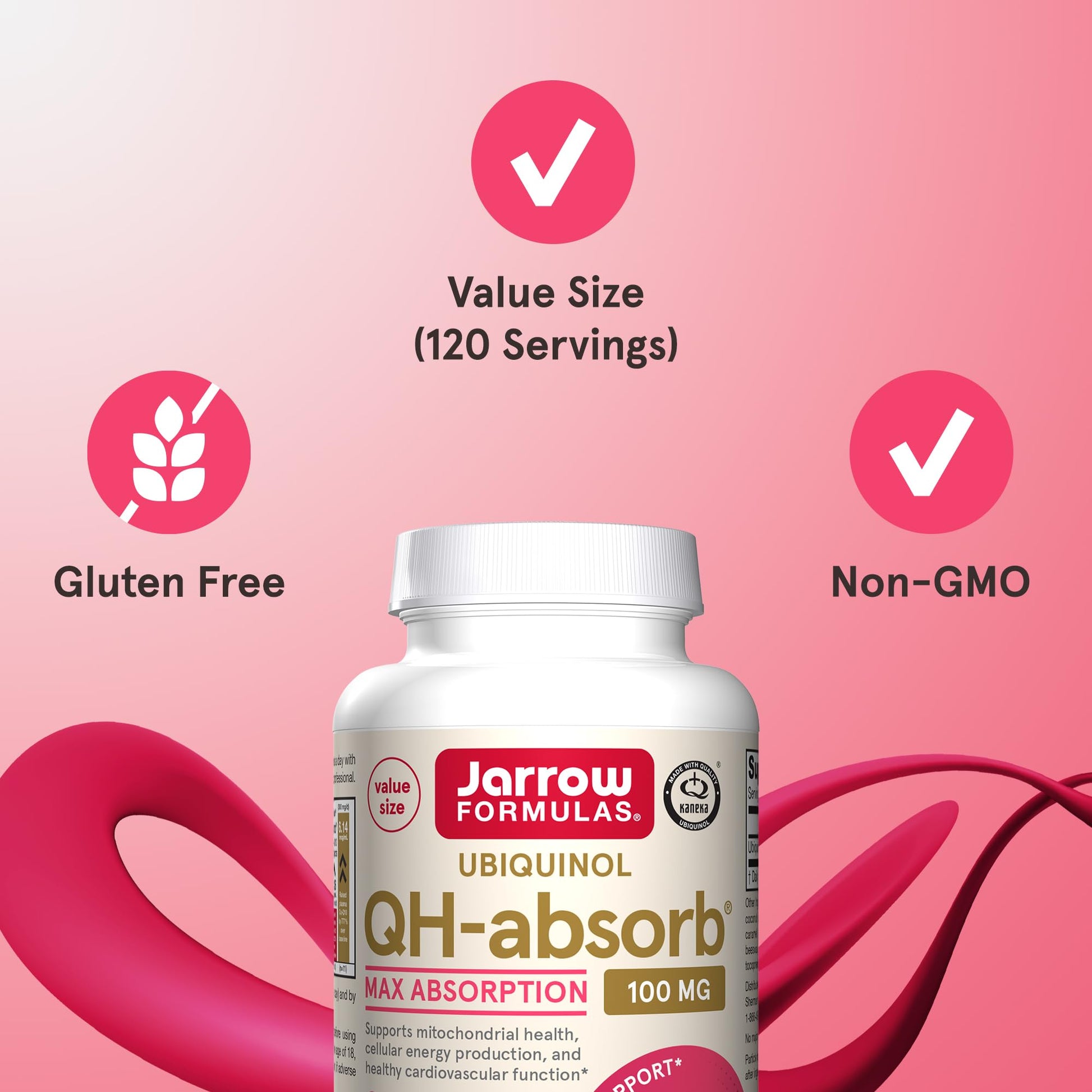 Jarrow Formulas® QH-Absorb®, 100 mg, Ubiquinol Dietary Supplement for Healthy Cardiovascular Function, 120 Softgels, 120 Day Supply - Nirvana Guru