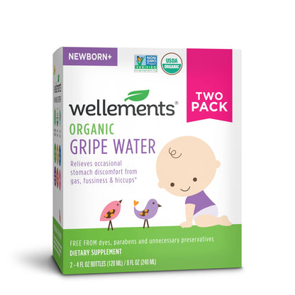 Wellements Organic Gripe Water | Relieves Occasional Stomach Discomfort from Baby Gas, Colic, Hiccups and Fussiness | Certified Organic and Non-GMO | No Artificial Flavors | 4 Fl Oz. | Ages Newborn+ Nirvana Guru