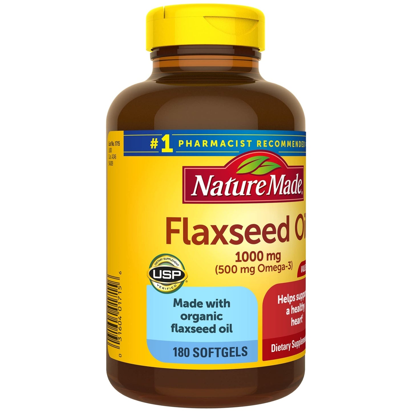 Nature Made Flaxseed Oil 1000 mg, Fish Free Omega 3 Supplement, Dietary Supplement for Heart Health Support, 180 Softgels, 180 Day Supply - Nirvana Guru