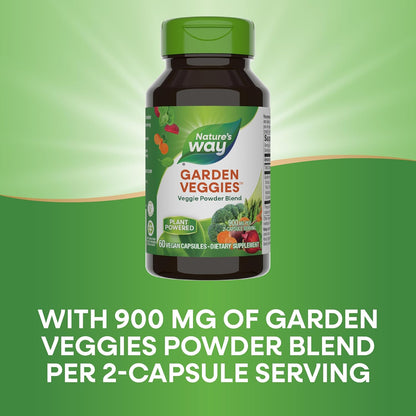 Nature's Way Garden Veggies, Veggie Powder Blend, 900 mg per 2-Capsule Serving, 60 Vegan Capsules (Packaging May Vary) - Nirvana Guru