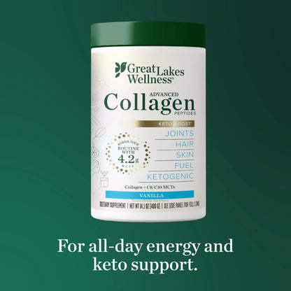 Great Lakes Wellness Collagen Peptides Powder for Skin, Hair, Nails, Joints & Digestion - Unflavored - Quick Dissolve Hydrolyzed, Non-GMO, Keto, Kosher - 16oz