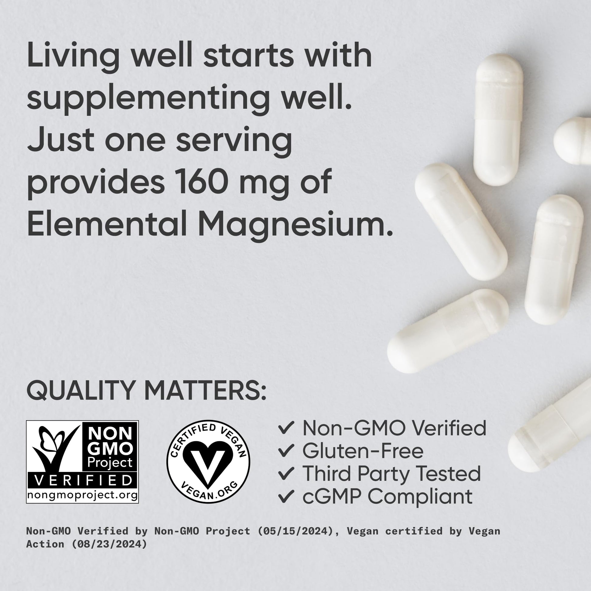 Sports Research® Magnesium Glycinate - Supports Restful Sleep & Enzymatic Processes - 160 mg Chelated Magnesium - Vegan Capsule - 90 Count - Nirvana Guru