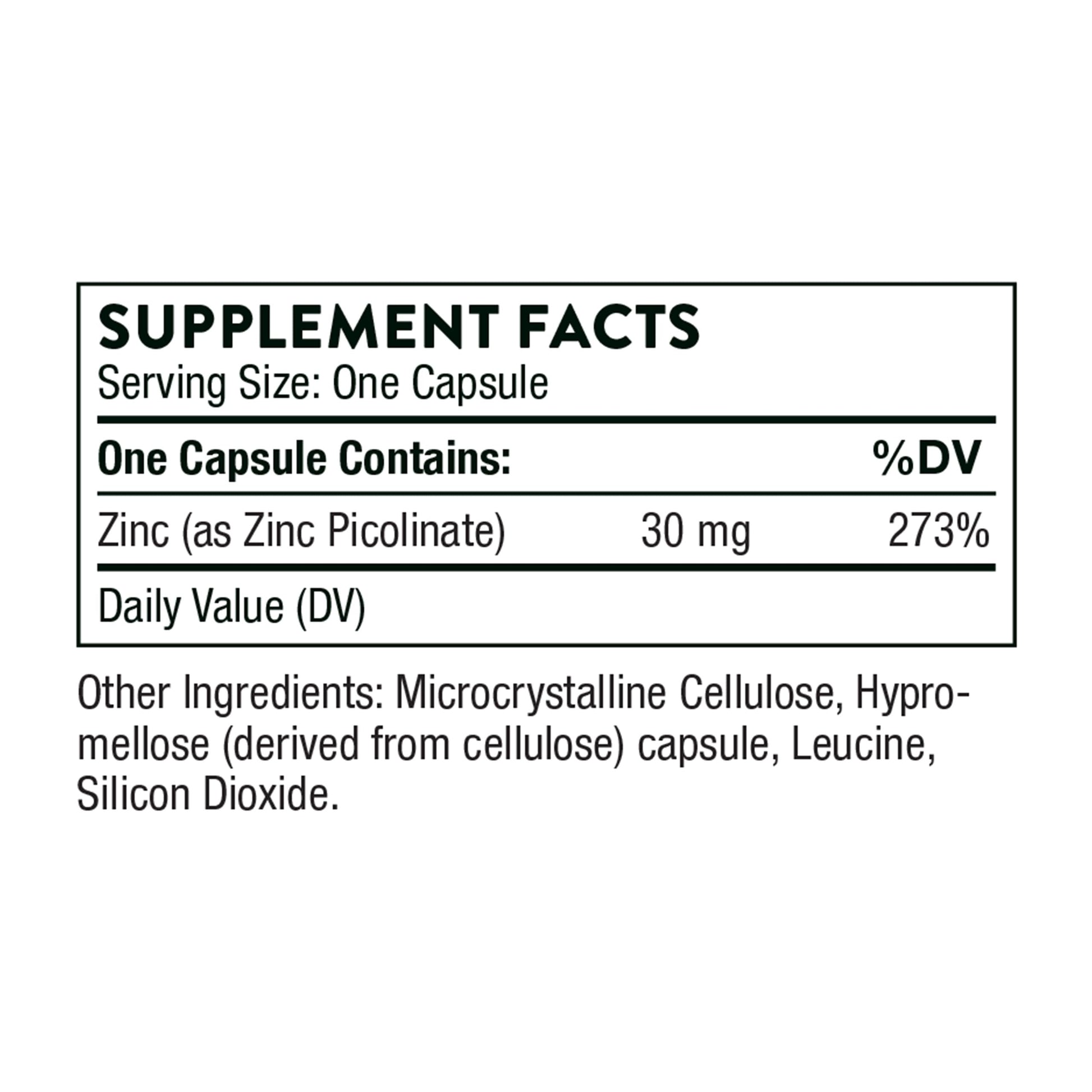THORNE Zinc Picolinate 30 mg - Well-Absorbed Zinc Supplement for Growth and Immune Function* - 60 Capsules - Nirvana Guru