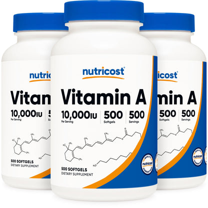 Nutricost Vitamin A 10,000 IU, 500 Softgel Capsules Nirvana Guru