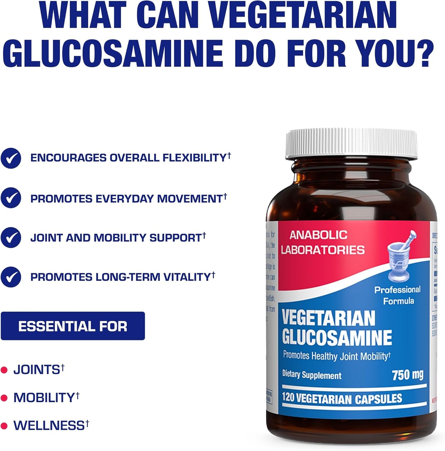 Vegan Glucosamine Joint Health Supplement - Soft Tissue Cartilage Tendon and Ligament Supplement for Enhanced Mobility Comfort & Flexibility - Non-GMO Shellfish Free & Made in The USA - 120 Servings Nirvana Guru