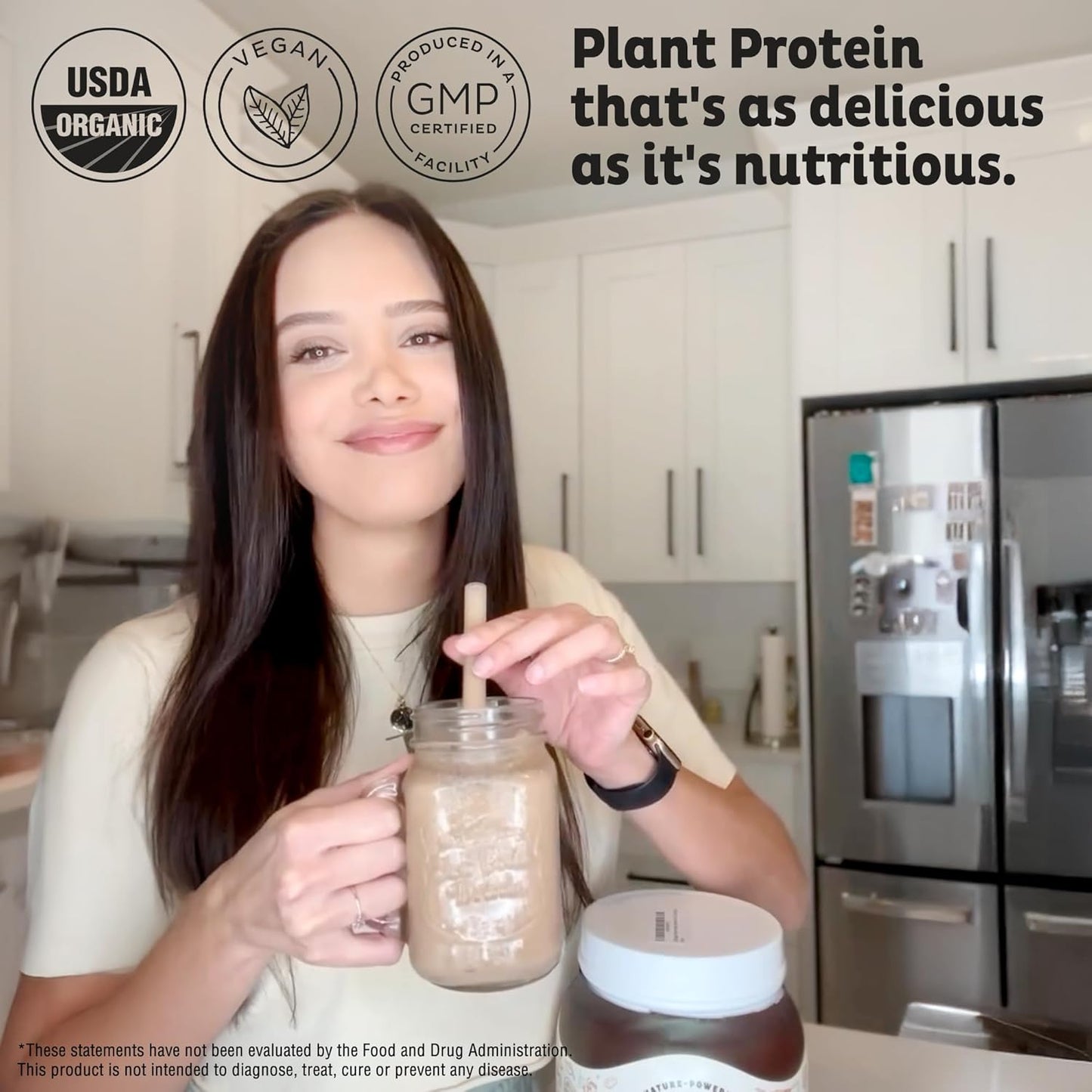 KOS Vegan Protein Powder, Chocolate USDA Organic - Low Carb Pea Protein Blend, Plant Based Superfood with Vitamins & Minerals - Keto, Soy, Gluten Free - Meal Replacement for Women & Men - 10 Servings - Nirvana Guru