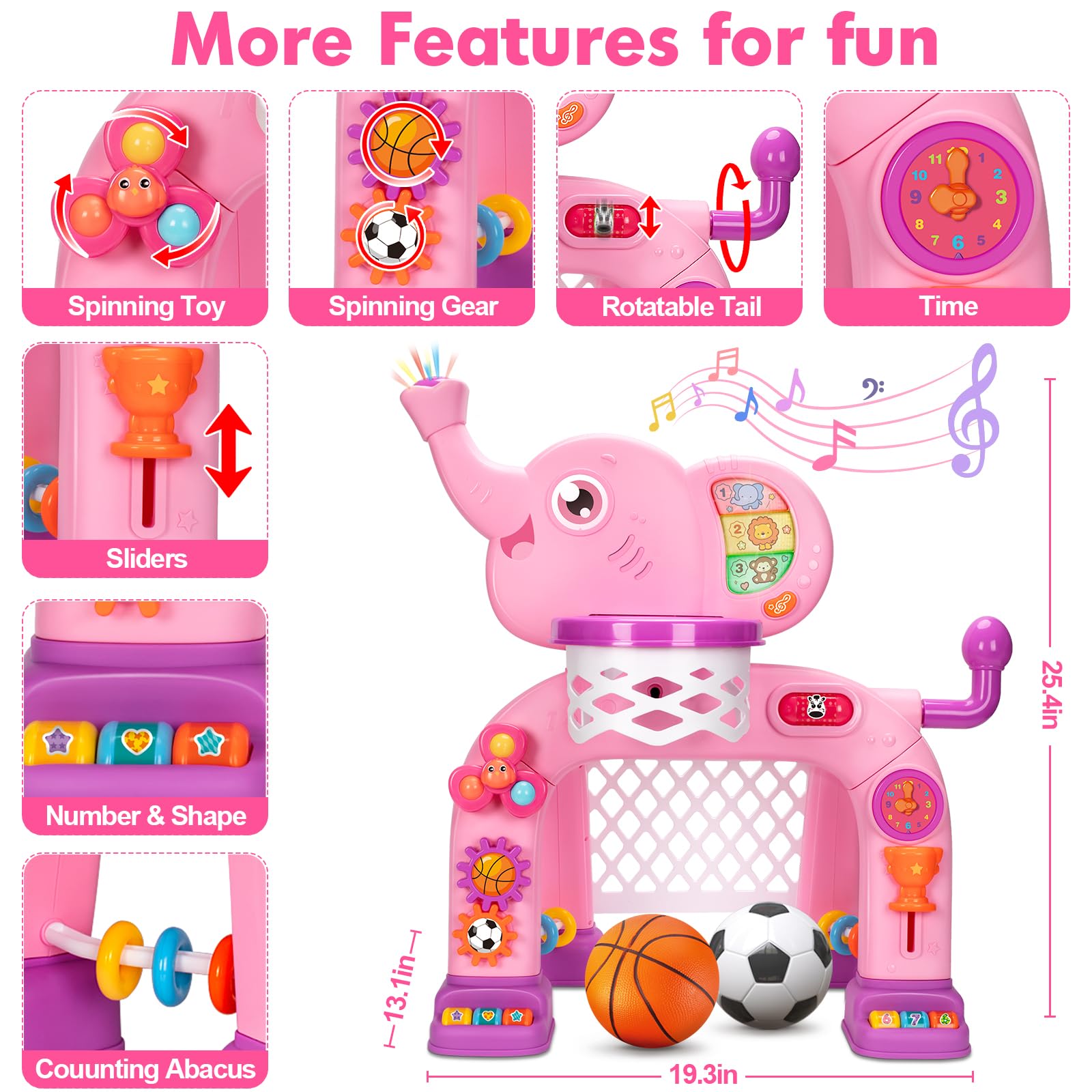 Toddler Basketball Hoop & Soccer Goal, Toys for 1 2 3 Year Old Boys Girls, Kids Sports Toy with Light Sound Music, Montessori Toys for Baby 12-18 Months, Christmas Birthday Gifts for Ages 1-3(Blue） Nirvana Guru