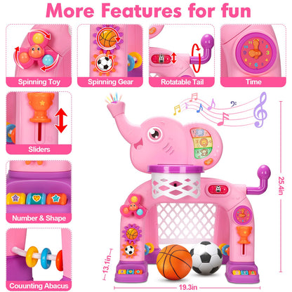 Toddler Basketball Hoop & Soccer Goal, Toys for 1 2 3 Year Old Boys Girls, Kids Sports Toy with Light Sound Music, Montessori Toys for Baby 12-18 Months, Christmas Birthday Gifts for Ages 1-3(Blue） Nirvana Guru