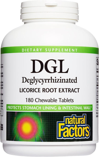 Natural Factors Chewable DGL 400 mg, Licorice Extract for Healthy Digest, 180 Chewable Tablets - Nirvana Guru