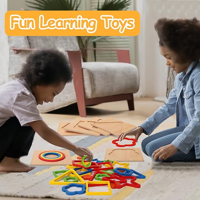 Toddler Puzzles Montessori Toy Wooden Shape Sorting Puzzle Sensory Toy Toddler Activities Preschool Learning Educational Autistic Developmental 1 2 3 Year Old Girl Boy 1-3 Dementia Game Easter Gift nirvanaguru