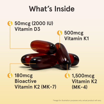 Jarrow Formulas K-Right - Vitamin K-Complex (K1, MK-4, MK-7, D3) - 60 Servings (Softgels) - Dietary Supplement for Bone & Cardiovascular Health Support - Vitamin K2 MK-7 - Gluten Free Nirvana Guru