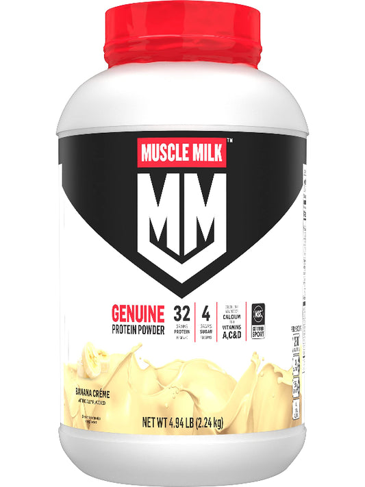 Muscle Milk Genuine Protein Powder, Chocolate, 1.93 Pounds, 13 Servings, 32g Protein, 2g Sugar, Calcium, Vitamins A, C & D, NSF Certified for Sport, Energizing Snack, Packaging May Vary Nirvana Guru