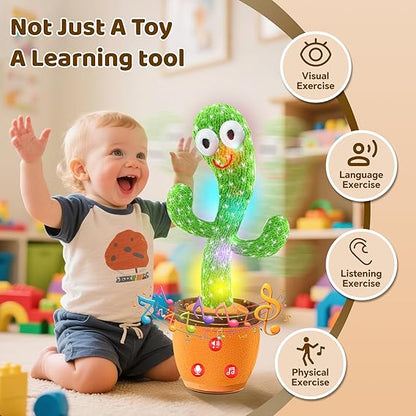 Dancing Talking Cactus Toy for Baby Toddler, Boys Girls Gifts Singing Mimicking Recording Repeating What You Say Baby Toys with 120 English Songs (Adjustable Volume) nirvanaguru