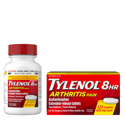 Tylenol 8HR Arthritis Pain Relief Caplets, 650 mg Acetaminophen for Minor Arthritis & Joint Pain, Fever Reducer, Extended Release, Gentle on Stomach, FSA or HSA Eligible, 100 ct