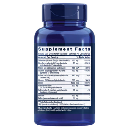 Life Extension BioActive Complete B-Complex, Heart, Brain and Nerve Support, Healthy Energy, Metabolism, Complete B Complex, 60 Vegetarian Capsules Nirvana Guru