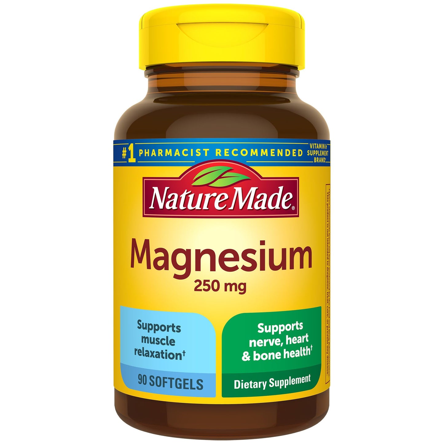 Nature Made Magnesium 250 mg, Magnesium Supplement for Muscle, Heart, Bone and Nerve Support, 90 Softgels, 90 Day Supply - Nirvana Guru