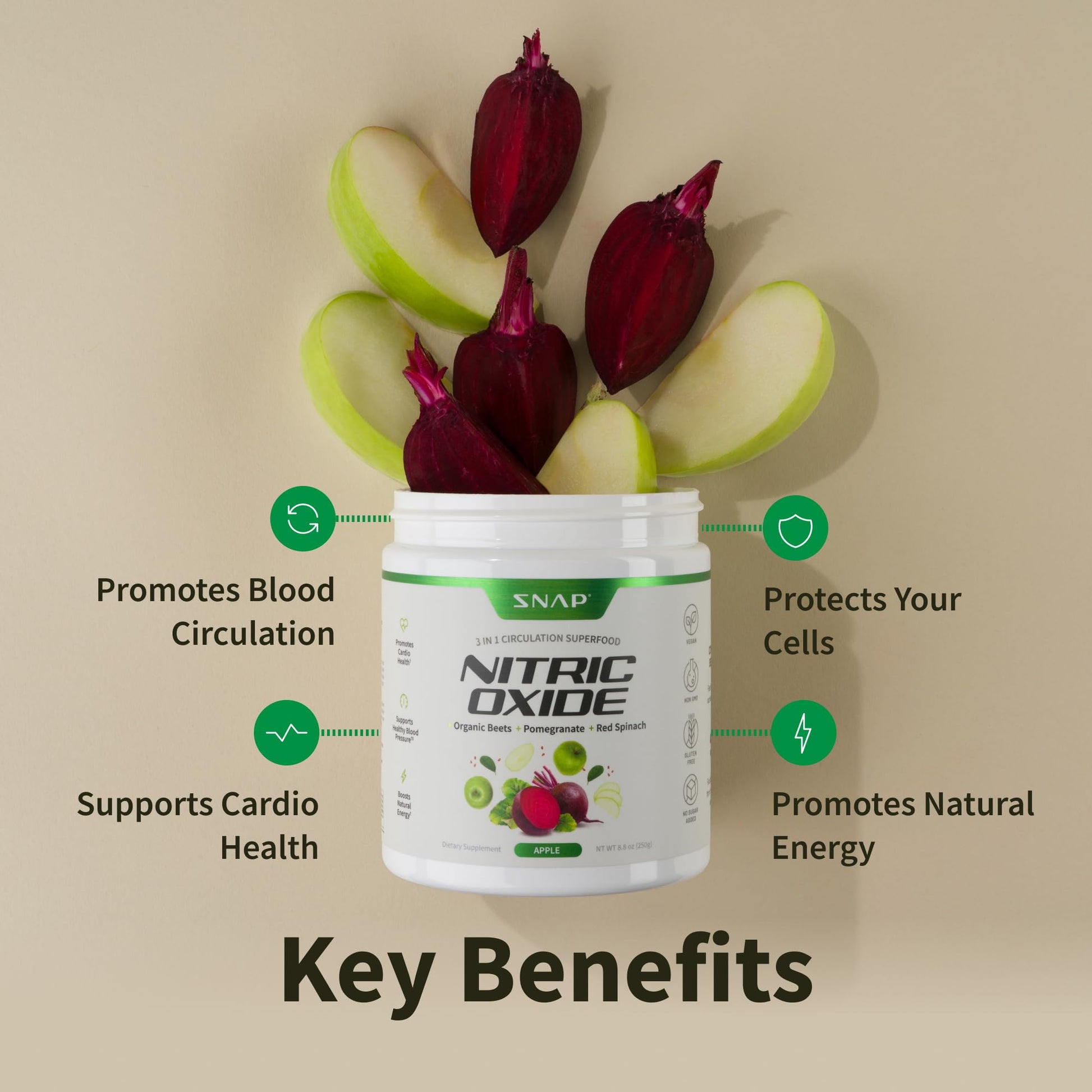 Snap Supplements Organic Beet Root Powder, Nitric Oxide Supplements for Men & Women, Beets, Pomegranate, B Vitamins & Red Spinach, Energy, Heart Health & Circulation Support, 30 Servings, Mixed Berry Nirvana Guru