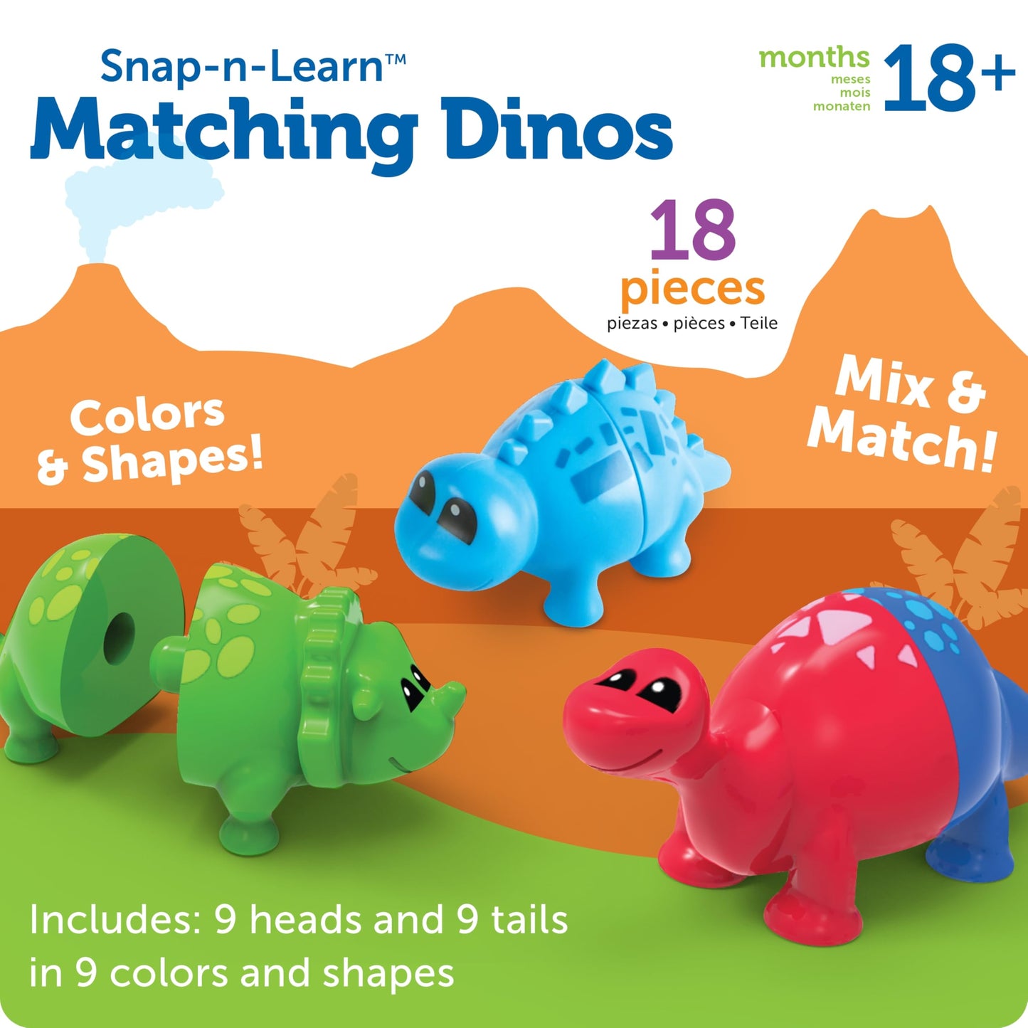 Learning Resources Snap-n-Learn Matching Dinos - Dinosaur Toys, Mini Plastic Figures, Sensory Bin, Toddler Travel Games, Shape Sorter, Preschool, Fine Motor Skills, Montessori Counting Nirvana Guru