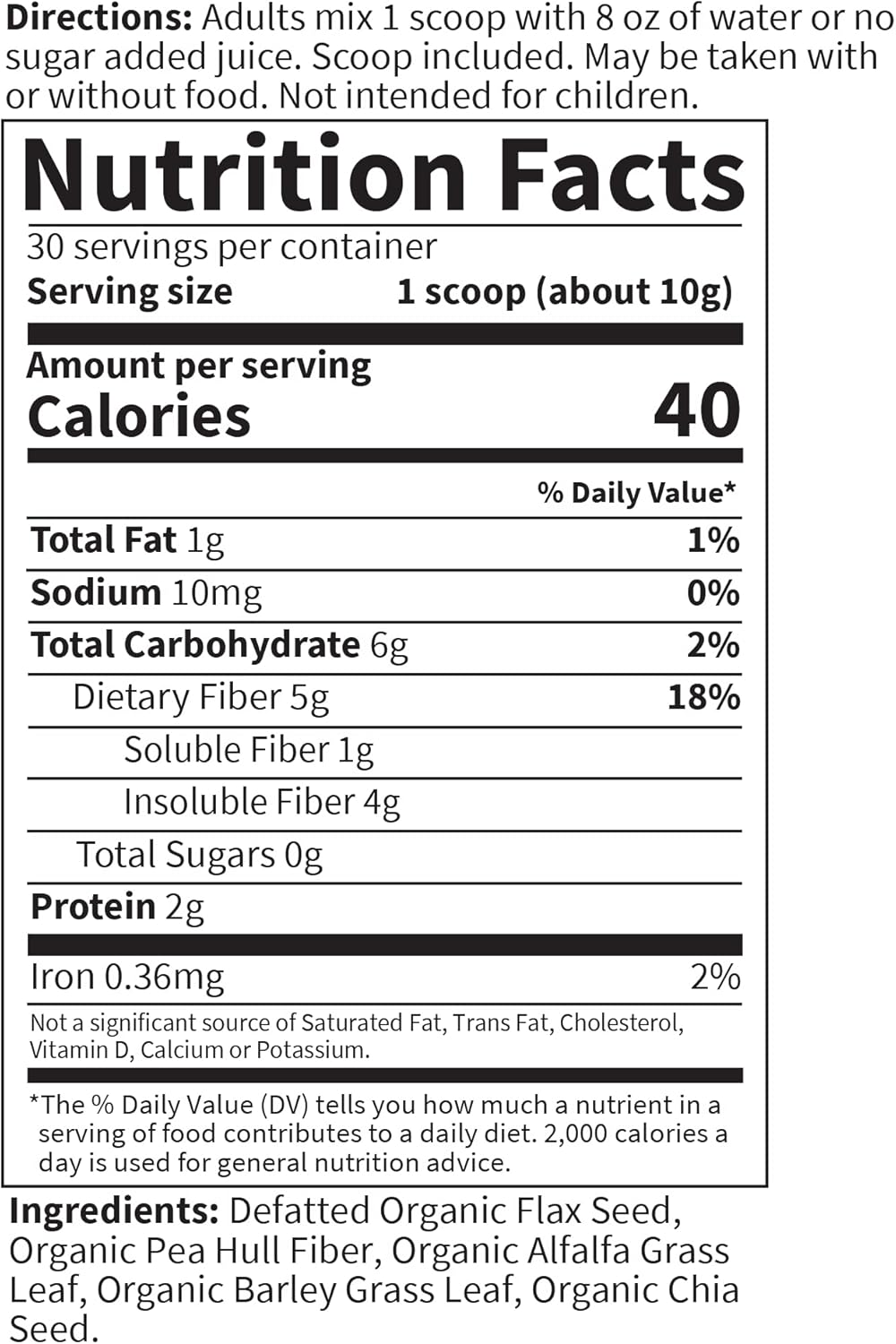 Garden of Life Organic Unflavored Fiber Powder Detox Blend with Chia, Alfalfa & Barley for Herbal Cleanse, Gut Health Support - Detoxifiber - Non-GMO, Gluten-Free, Psyllium Free, Vegan, 30 Servings - Nirvana Guru