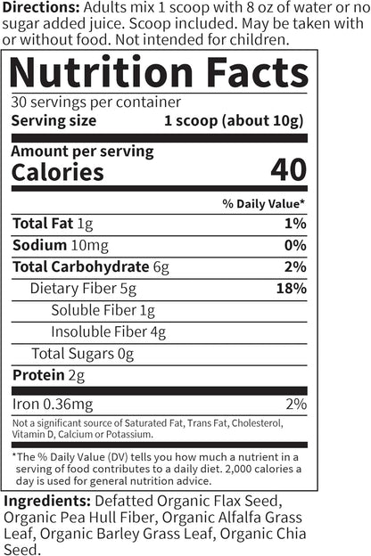 Garden of Life Organic Unflavored Fiber Powder Detox Blend with Chia, Alfalfa & Barley for Herbal Cleanse, Gut Health Support - Detoxifiber - Non-GMO, Gluten-Free, Psyllium Free, Vegan, 30 Servings - Nirvana Guru