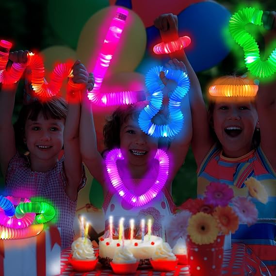 Glow Sticks Camping Essentials for Toddlers-6 PCS Light Up Pop Tube Party Favors Toys Gifts for Kids Halloween,LED Bracelet Necklace Accessories,Fun Camp Games Activities Gear Stuff for Boys Girls nirvanaguru