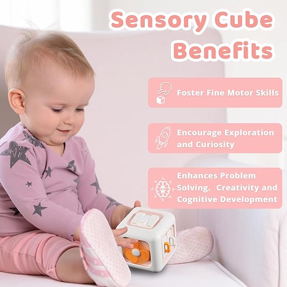Busy Cube Toys for 1 Year Old Girl Gifts, Montessori for Baby Girl, Travel Sensory Toys for Toddlers 1-3, Learning Fine Motor Skills| 1st Birthday Girl Gifts 12 Months + nirvanaguru