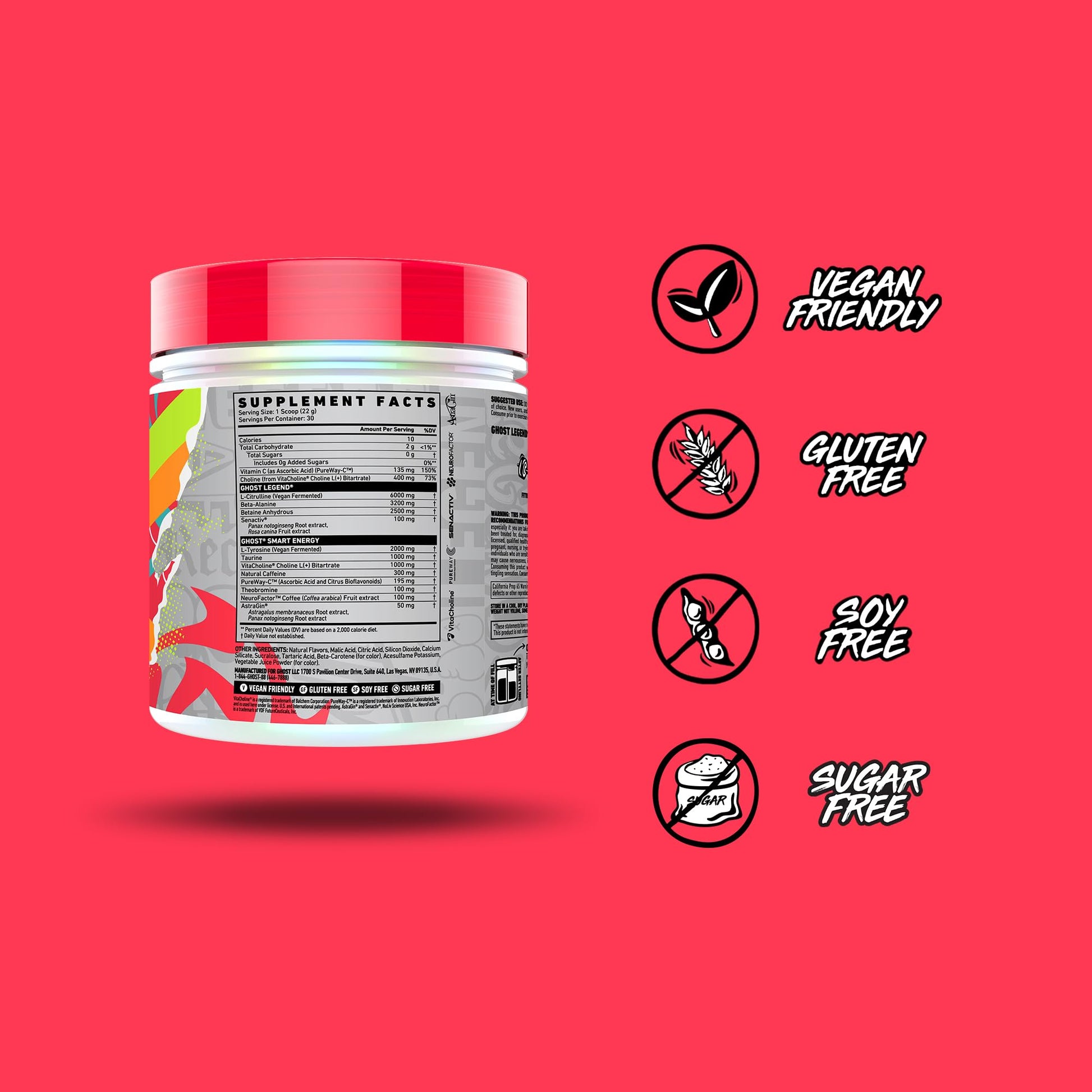 GHOST Legend Pre-Workout Powder, Blue Raspberry - 30 Servings – Pre-Workout for Men & Women with Choline, L-Citrulline, & Beta Alanine for Energy & Focus Nirvana Guru