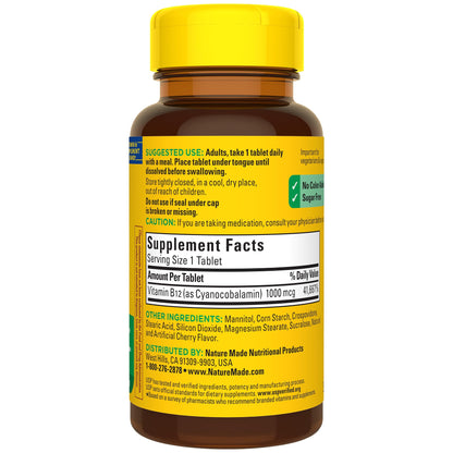 Nature Made Vitamin B12 1000 mcg, Easy to Take Sublingual B12 for Energy Metabolism Support, 150 Sugar Free Fast Dissolve Tablets, 150 Day Supply - Nirvana Guru