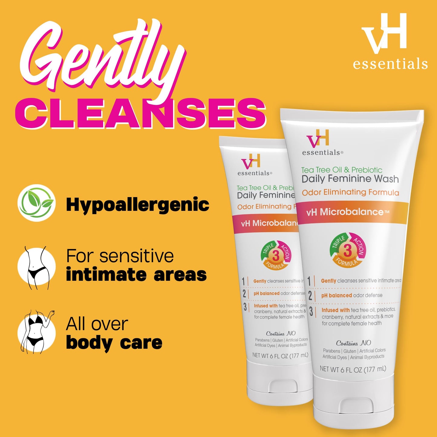 vH essentials, Ph Balanced Daily Feminine Wash, Tea Tree Oil & Prebiotic, 6, Fl Oz, (Pack Of 1) 54306 Clear Nirvana Guru