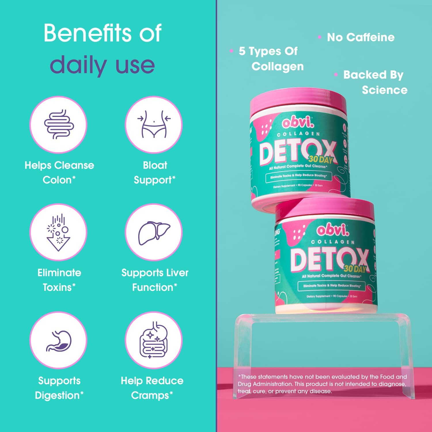 Obvi Detox Colon Cleanse Supplement | Promotes Digestive and Gut Health, Bloating Relief, Helps Remove Toxins | Immune Support with Milk Thistle, Psyllium Husk, Senna Leaf | 90 Capsules | 30 Servings - Nirvana Guru