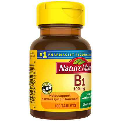 Nature Made Vitamin B1 100 mg, Dietary Supplement for Energy Metabolism Support, 100 Tablets, 100 Day Supply - Nirvana Guru