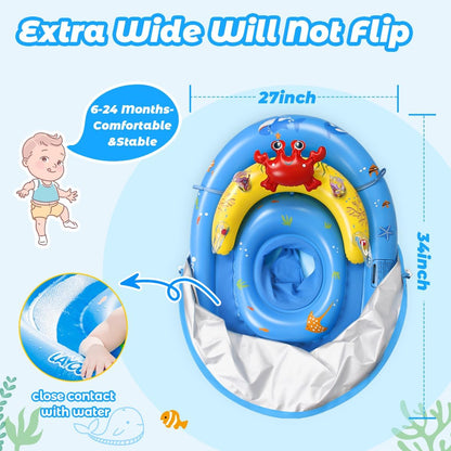 LAYCOL Baby Pool Float with UPF50+ Sun Protection Canopy and Toy Play Console for Infant, Toddler, Adjustable Safety Seat for 3-36 Months Nirvana Guru