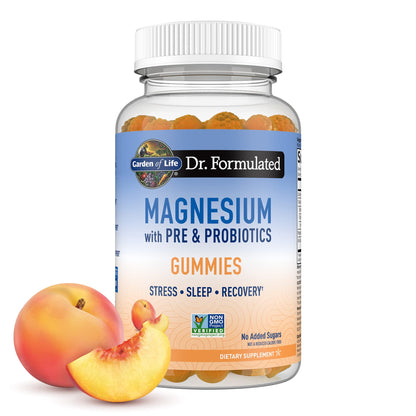 Garden of Life - Dr Formulated Magnesium Citrate Supplement with Prebiotics & Probiotics for Stress, Sleep & Recovery - Vegan, Gluten Free, Kosher, Non-GMO, No Added Sugars – 60 Raspberry Gummies - Nirvana Guru